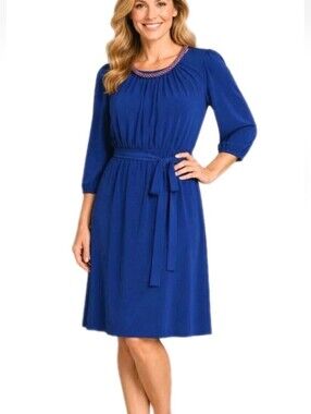 VALERIE BERTINELLI--Women's Size 4--Royal Blue Dress w/Slits on the Sleeve.